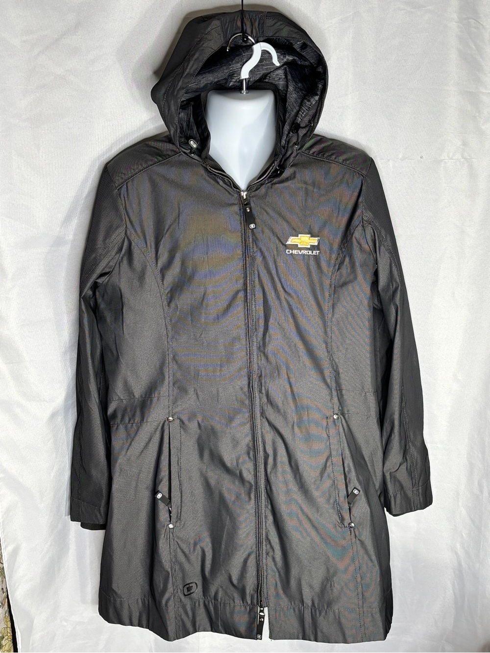 OGIO Jacket Womens XL Grey Full Zip Hooded Softshell Chevrolet Racing Logo